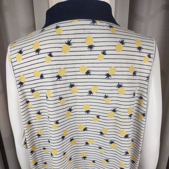Chic Women's Blue, White, Yellow, Collared Cotton Blend Pineapple Dress Size 2X - Picture 5 of 11